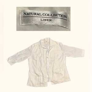 Natural Collection White Linen Guayabera-Inspired Shirt